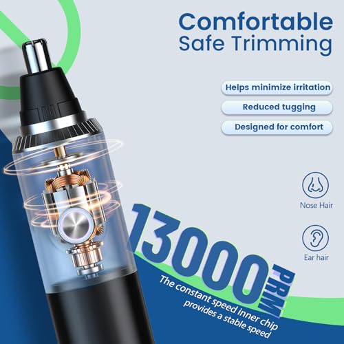 Image of Ear and Nose Hair Trimmer for Men, 2025 Professional Painless USB Rechargeable Eyebrow & Facial Hair Trimmer, 13,000 RPM Precision Tool with Powerful Motor and Dual-Edge Blades, IPX7 Waterproof