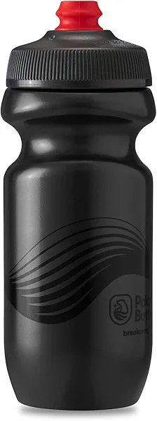 Polar Bottle Breakaway Wave Lightweight Bike Water Bottle - BPA-Free, Cycling & Sports Squeeze Bottle (Charcoal Black 20 Oz)