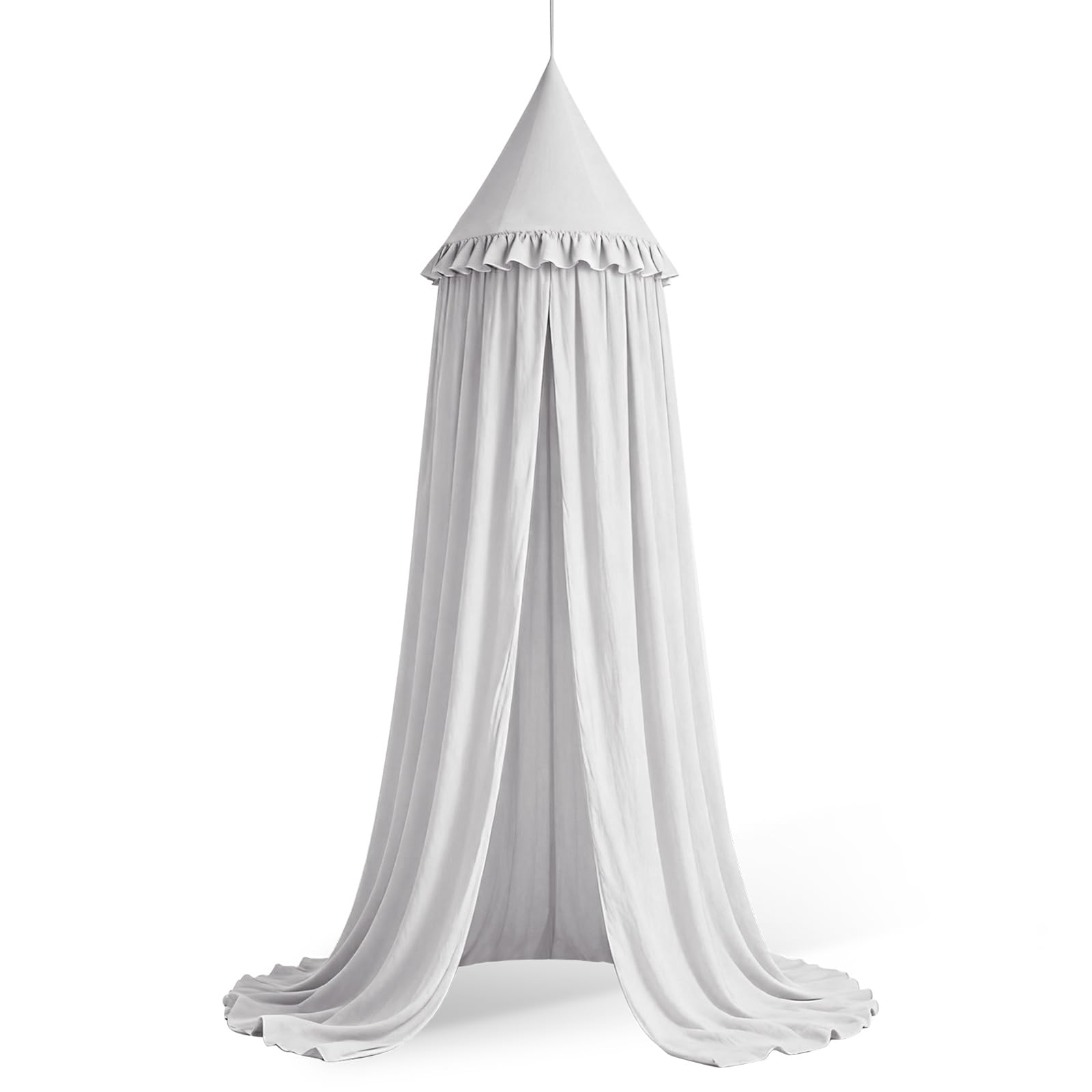 HOTUT Baldachin Kinderzimmer Vintage,Prinzessin Kinderbetthimmel mit Rüschen,Betthimmel Babybett Kinderzimmer für Kinderzimmer Babybett Kleinkinderbett Leseecke Dekoration(Hellgrau)