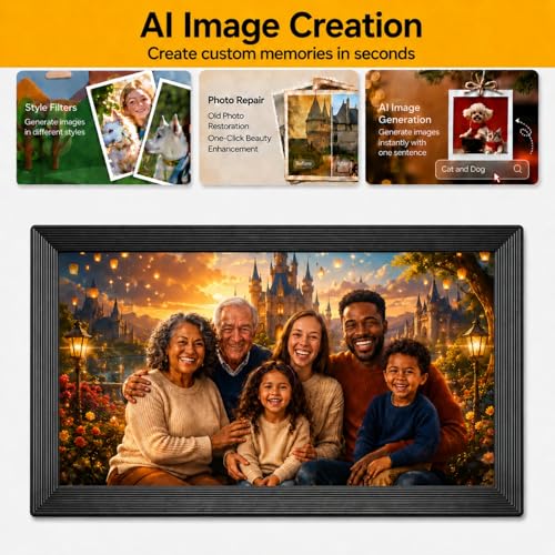 Image of KODAK 15.6 Inch Large WiFi Digital Picture Frame, 1920x1080 FHD Touch Screen Electronic Photo Frame with AI Photo Art, 32GB Storage, 6 Ways Sharing Photos & Videos, for Mom Family
