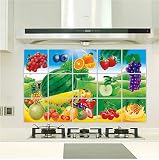 Estilo:Moderno,sencillo Qqasd Papel de aluminio impermeable Pegatinas de pared Cocina de azulejos Baño Decoración de pared Planta de frutas frescas Rosas Decorado Papel tapiz 45x75 cm