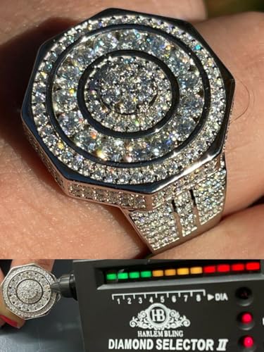 HarlemBling Men’s 3.6ct Moissanite Octagon Ring – VVS D Color Certified Stones – Iced Out 3D Design – Solid 925 Silver – Passes Diamond Tester2