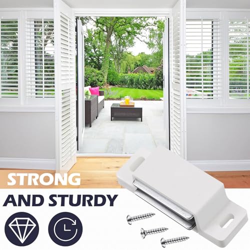 Moxweyeni Cabinet Magnets Magnetic Door Catch 15lb Single Zinc Cabinet Magnets Catch White with Strong Magnetic for Kitchen Closures Cupboard Wardrobe Closet Drawer Latch Door Closer(White,24 Pack)