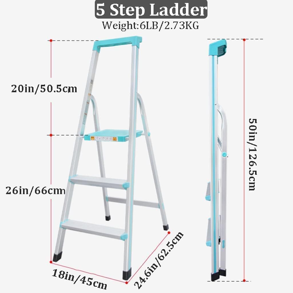 RUVOO Step Ladder Folding Step Stool Extension Ladder 3 Step Ladders Aluminum Ladder Folding Ladder Multipurpose Household Portable Ladders Folding Ladder Telescoping Ladder