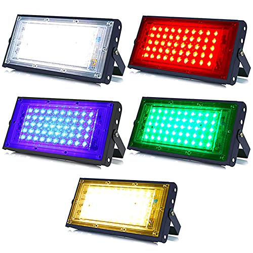 Image of MLD 20w Led Flood Lights IP66 Waterproof Indoor Outdoor Led Brick Focus Street Light Multi color Combo Set | Yellow, White, Red, Blue, Green | Pack of 5