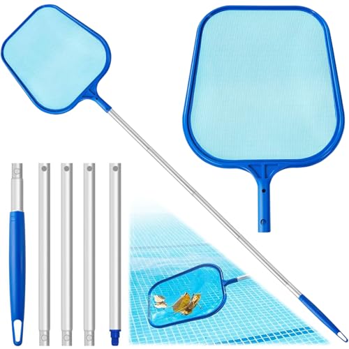 YGVQN Épuisette Piscine avec Manche Télescopique en Aluminium, Filet de Surface à Mailles Fines...