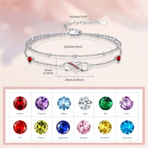 Image of Anklet for Women 925 Sterling Silver Double Infinity Ankle Bracelet Waterproof Summer Jewelry Anniversary Birthday Gifts for Her