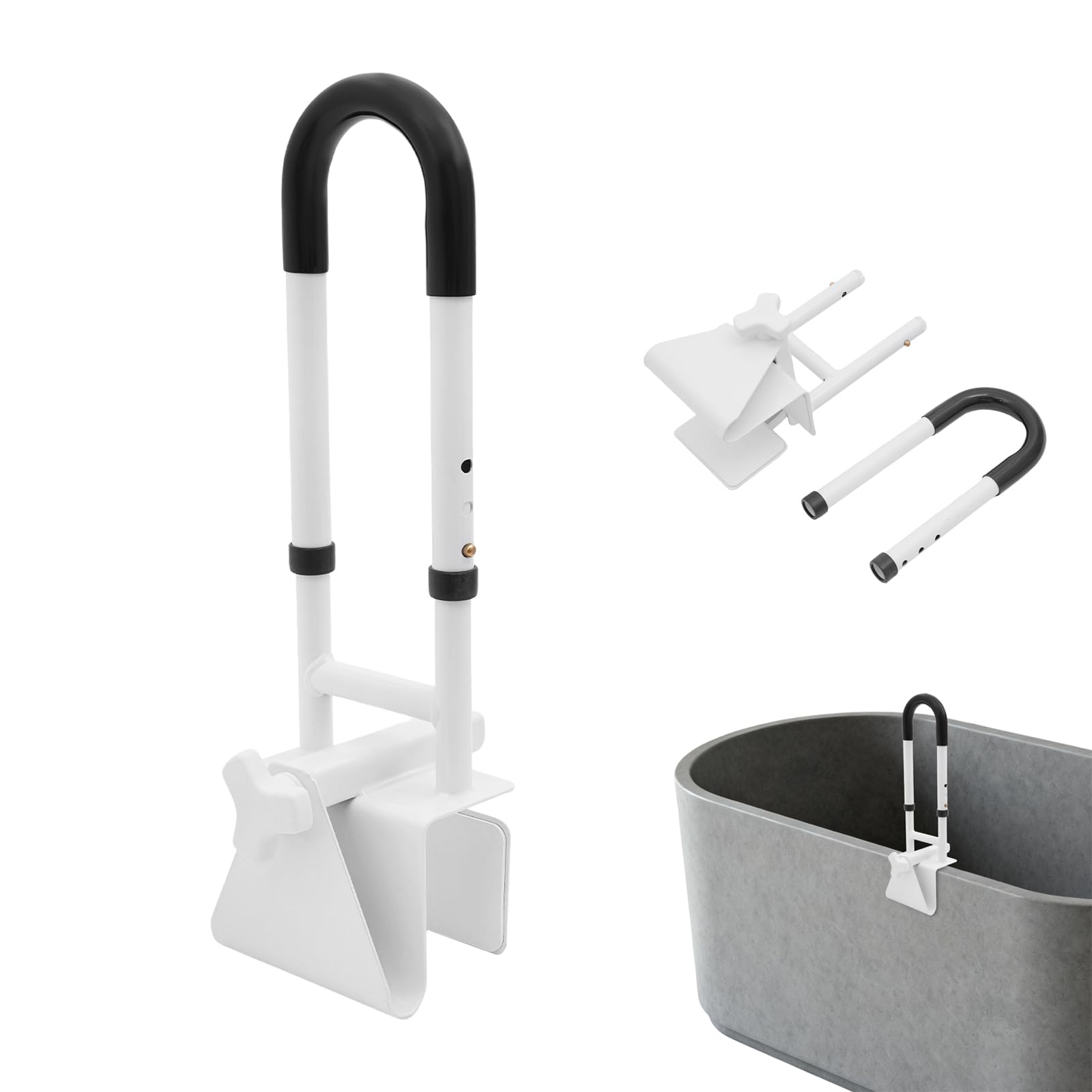 Barra de agarre para baño, mango de baño con altura y ancho ajustables de 50 – 55 cm, mango de bañera, ayuda para levantarse, mango de seguridad para bañeras