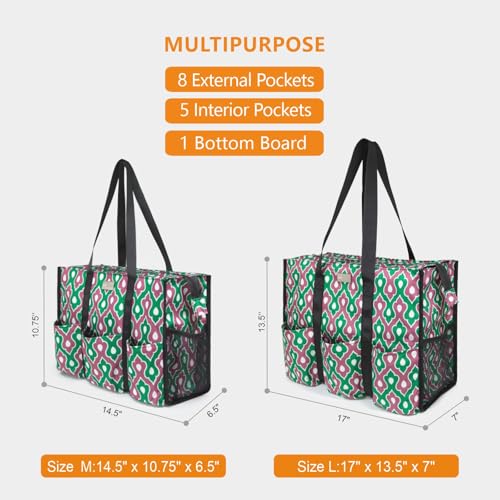 Image of TOPDesign Utility Water Resistant Tote Bag with 13 Pockets, Top Zipper Closure & Thick Bottom Support, for Working Women