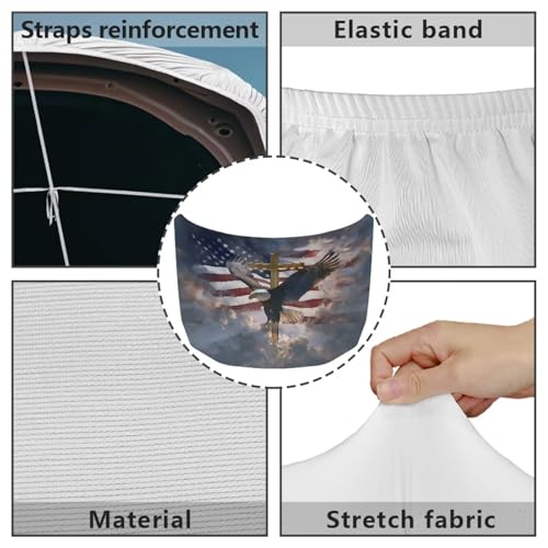 Image of Car Hood Cover Stretchable Eagle and American Flag Car Hood Wrap Blankets Vehicles Banner Auto Decorations for Compact Sedans SUV Trucks (59x39 Inch)