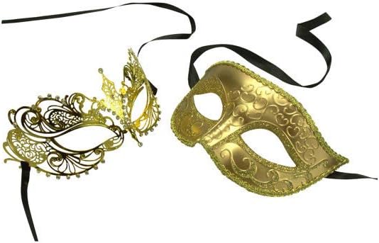 Yacanna His and Her Masquerade Masks Couple 2 Piece Masks Set