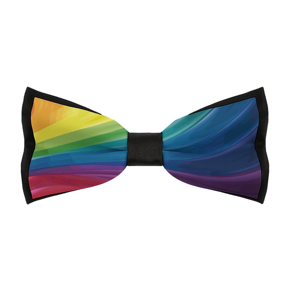Cmagnifico Men's As Shown Pre-Tied Bow Tie, Colourful Rainbow Bow Tie, Adjustable Neck Bowtie For Parties