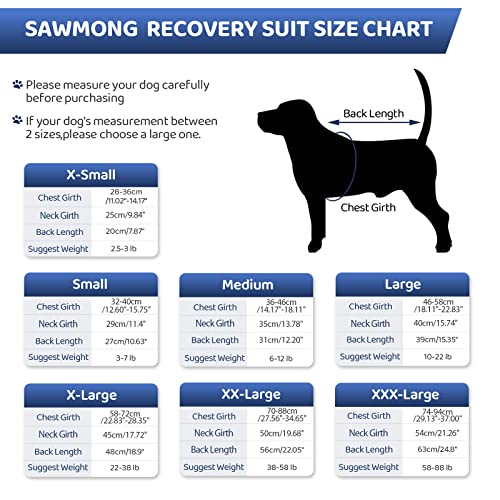 Image of SAWMONG Recovery Suit for Dogs After Surgery Professional, Dog Spay Surgical Suit for Female Dogs, Dog Onesie Bodysuit for Surgery Male Substitute E-Collar Cone, Pink, X-Large