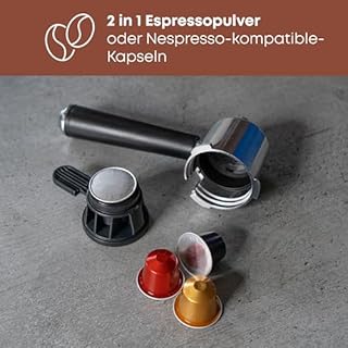 Macchina per espresso ProfiCook® 2 in 1 per caffè in polvere e capsule compatibili Nespresso - macchina con portafiltro da 20 bar - con sistema del latte per caffè e cappuccino - PC ES 1266