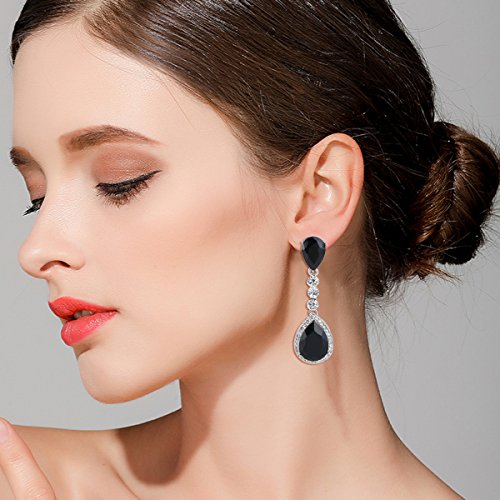 BriLove Women's Wedding Bridal Crystal Teardrop Infinity Figure 8 Chandelier Dangle Earrings2