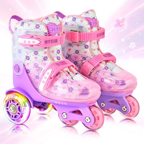 HYKID Kids Roller Skates for Ages 5-8, 4 Adjustable Sizes...