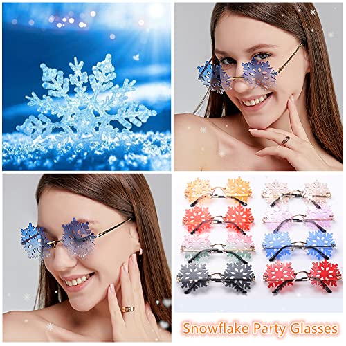 LASPOR Novelty Snowflake Shape Sunglasses for Women/Men Cute Rimless Halloween Christmas Party Glasses Prom Accessories2
