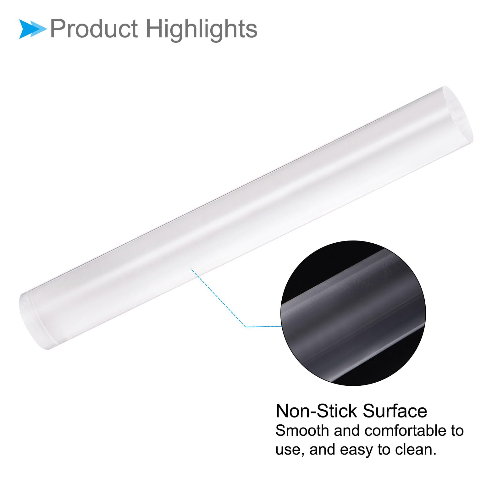 CoCud Acrylic Clay Roller, 8 Inch Length 1 Inch Dia., Acrylic Non-Stick Rolling Pin Roller Transparent - Image 4