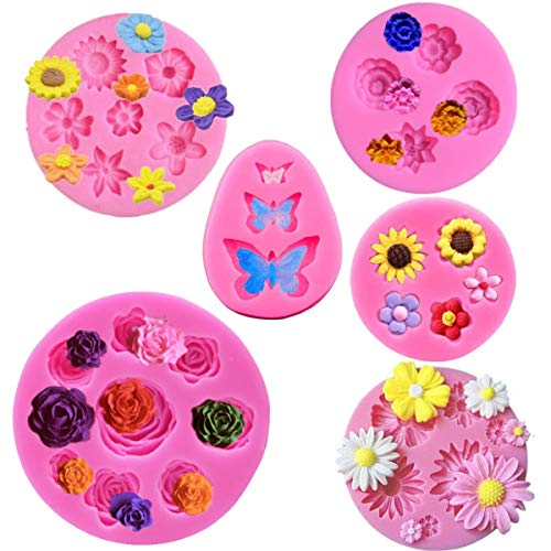 Flower Fondant Cake Silicone Mould Flower and Butterfly Candy Molds - for Cake Decoration,Chocolate Fudge, Polymer Clay, Soap, Confectionery Projects.