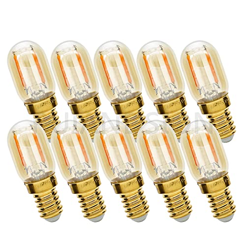 Ruiandsion E14 LED電球常夜灯12-24V 1Wシャンデリアペンダント寝室壁取り付け用燭台調光可能な枝付き燭台冷蔵庫ライト冷凍庫冷蔵庫ランプ、黄色2200K(10個入り)