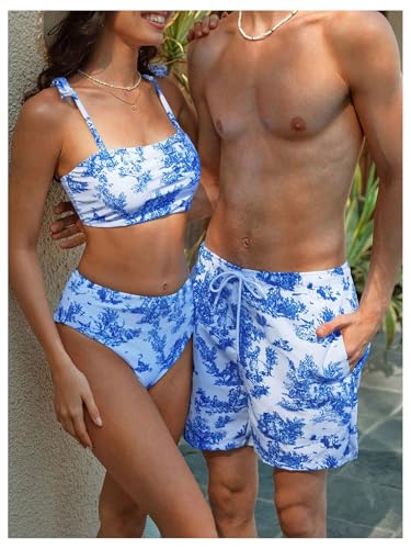 Verdusa Men's Hawaiian Tropical Beach Shorts Floral Shorts with Flap Pocket3