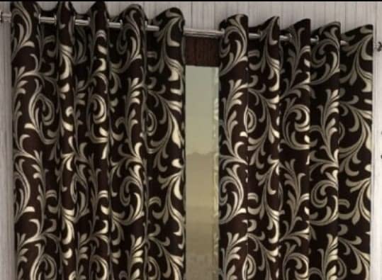 Image of Woah Polyester Floral Door Curtain Door Window Curtain Premium Polyester Weaved Parda Modern Parde for Living Room Bedroom Home Office Screens Eyelet Ring (7 Feet -Brown3)