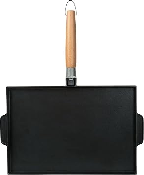 MasterPan Non-Stick Grill and Griddle Pan with Removable Handle, 15 (Innovative Series), black and Brown