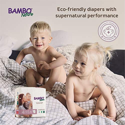 Bambo Nature Eco Friendly Premium Baby Diapers for Sensitive Skin, Size 4 (15-40 lbs), 30 Count