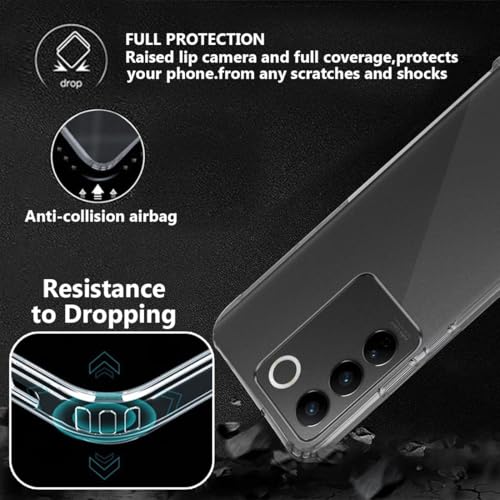 Image of Fashionury Crystal Clear Case for Vivo V27 Pro 5G | Yellowing Resistance | Transparent TPU Silicone | Raised Camera Lips | Slim Transparent Cover