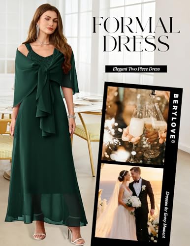 Image of BeryLove Summer Formal Wedding Guest Prom Dresses Sequin Cocktail Evening Lace Elegant Mother of The Bride Dress