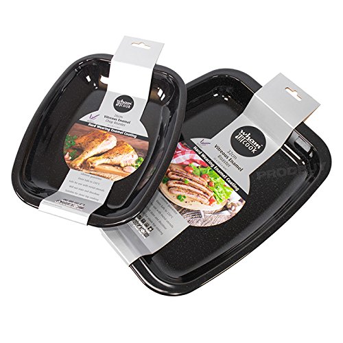 2 Piece Enamel Roasting Tin Set - 26cm / 32cm