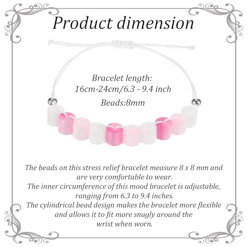 Fidget Anxiety Bracelet for Women And Men, Resin Beaded Fidget Jewelry, Stress Relief Sensory Bracelet, Pink Purple White, Gift For Teens Adults2