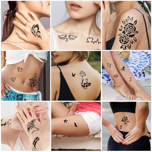 Henna Schablonen, 247 Stück Temporäre Henna Tattoo Schablonen, 14 Blätter Henna Tattoo Set für Frauen Mädchen Teens Face Paint Body Art