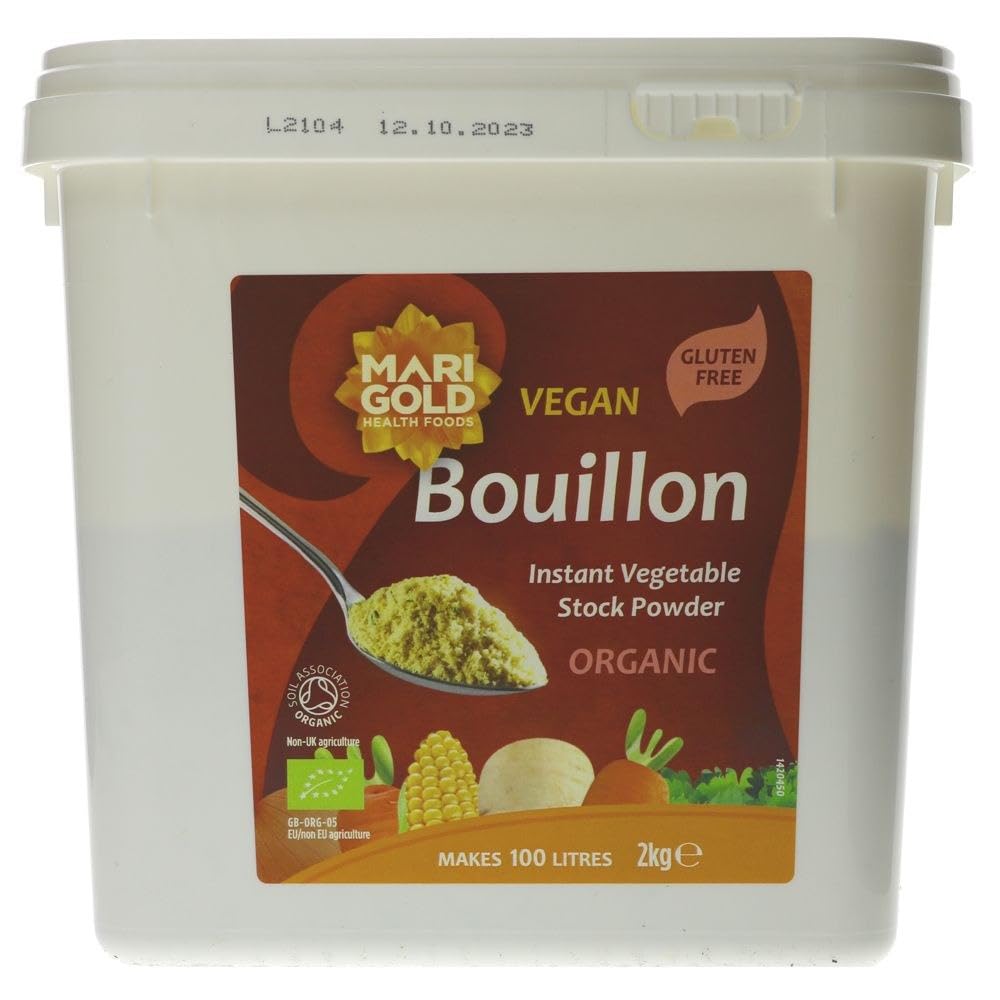 Marigold Organic Vegetable Bouillon Powder, 2kg – Instant Vegan Stock Powder, Natural Ingredients, Low Calories – Ideal for Soups, Stews & Sauces.