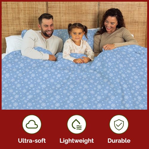 Image of CGK Unlimited Christmas Duvet Cover King Size - 104 x 90, Blue Snowflakes