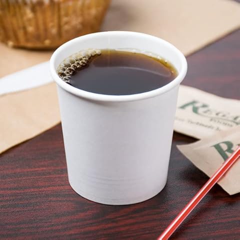 Cardboard Coffee Cup White Hot Drink Paper Cup 4oz, Paper Coffee Cups with Lids, Takeaway for Hot Drinks, Tea Cups, Thermal Leak Proof Tableware (50) Cover