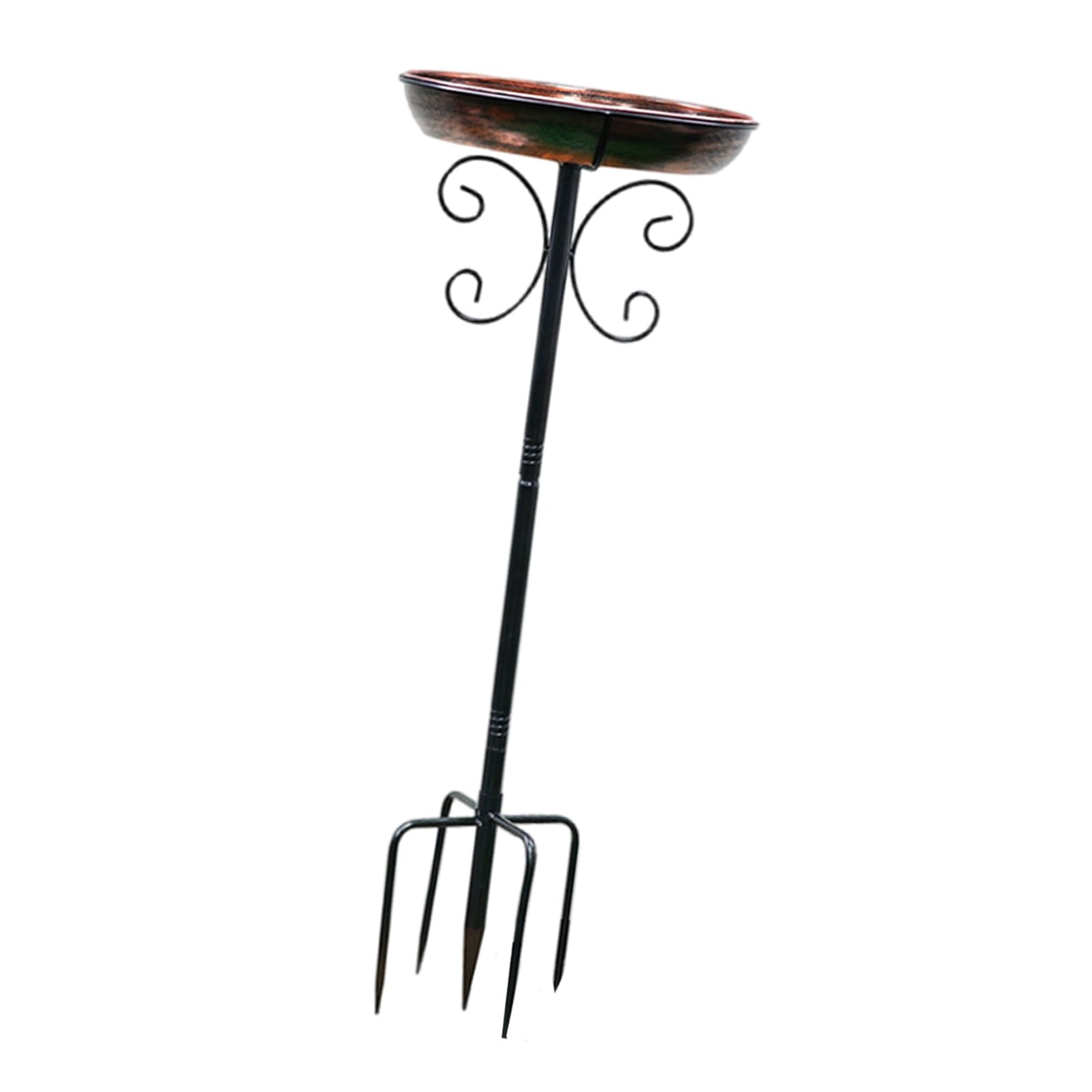 Baignoire à oiseaux vintage en métal sur piquet pour jardin, terrasse, cour avec 4 dents améliorées