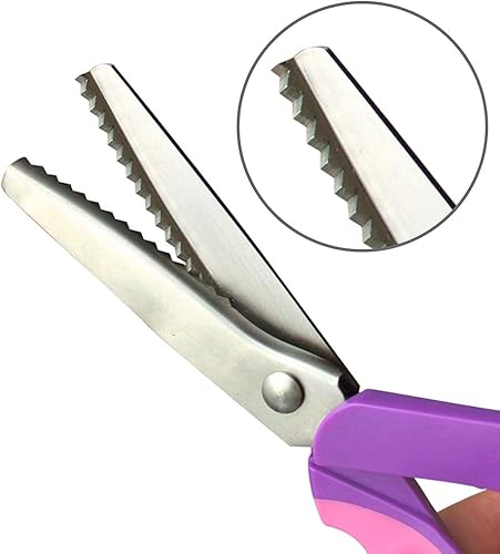 Miniatura 2 de Tijeras de pintar, tijeras de acero inoxidable con agarre cómodo, mango profesional, manualidades, costura, corte en zigzag, tijeras de coser (9
