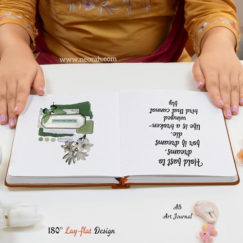 Image of NEORAH - A5 - ART JOURNAL | 200Gsm Dotgrid Notebook |160 Pages(21.0 x 14.8 cm) | Lay Flat |Hard Cover Bullet - Journal |3 Bookmarks |Elastic Closure | Inner BackPocket | Ideal-Bujo,Sketchbook (BROWN)