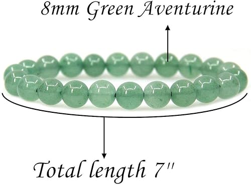 Miniatura 2 de Angelstones - Pulsera elástica unisex de 7 pulgadas, hecha a mano, con piedras semipreciosas de 8 mm (0.31 pulgadas)