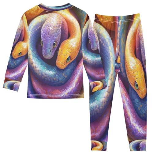 Pajama Sets Long Sleeve Colorful Abstract Snakes Pattern Soft Comfy Sleepwear 2 Piece PJS 3-8T3