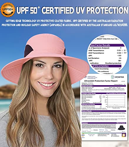 Oz Smart Wide Brim Sun Hat Upf 50 Men/Women Waterproof Bucket Hat For Fishing, Hiking, Camping, Farming, Outdoor Exercise (Pink) #TOP2