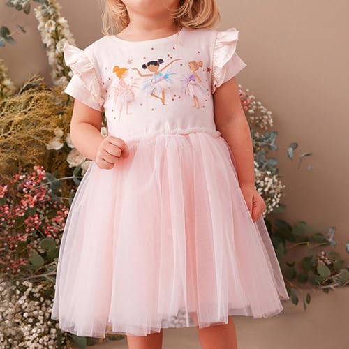 Image of Girls Cotton Long Sleeve Casual Cartoon Appliques Striped Jersey Dresses