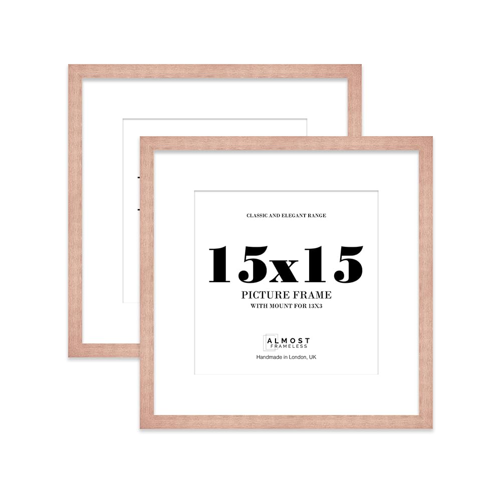 15x15 Bronze Picture Frame with Mount for 13x13 Photos, Prints - Modern Square Wall Frame, Set of 2