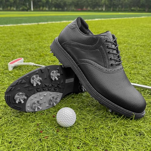 Image of THESTRON Men Golf Shoes Waterproof Professional Golf Footwears Spikes Spikeless Golf Walking Sneakers Turf Sports Golf Training Sneakers for Men