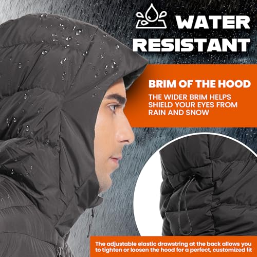 Men's Ultra Lightweiht Packable Down Jacket Hood Water-Resistant Full Zip Pockets Puffer Jackets3