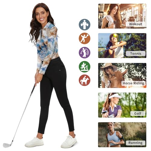 Image of Soneven Womens Golf Polo Shirts 3 /4 Long Sleeve V Neck Button Down Shirts Business Causal Work Blouses Tops