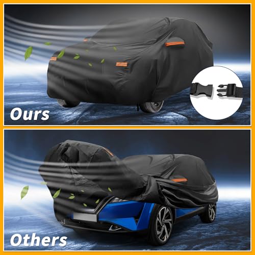 Image of All-Weather Waterproof Car Cover - UV-Resistant Outdoor Full Exterior Protection for Nissan Qashqai Aluminum Film Black with Right Side Zipper