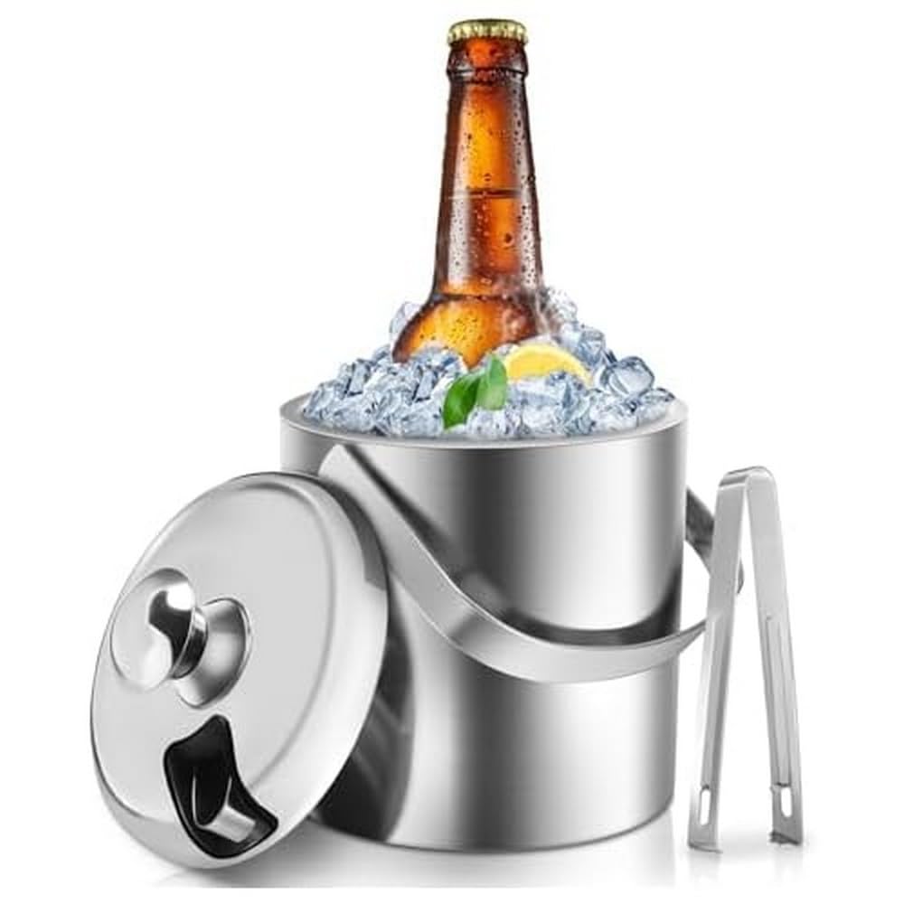 Sailnovo Doppelwandiger Eisbehälter aus Edelstahl mit Deckel, 1,3 l