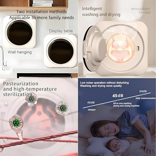 2 in 1 Mini Portable Washer & Dryer Combo - 3.5L Wall-Mounted Washing Machine with Stainless Steel Drum for Small Clothes, Underwear & Socks - Ideal for Apartments & Travel